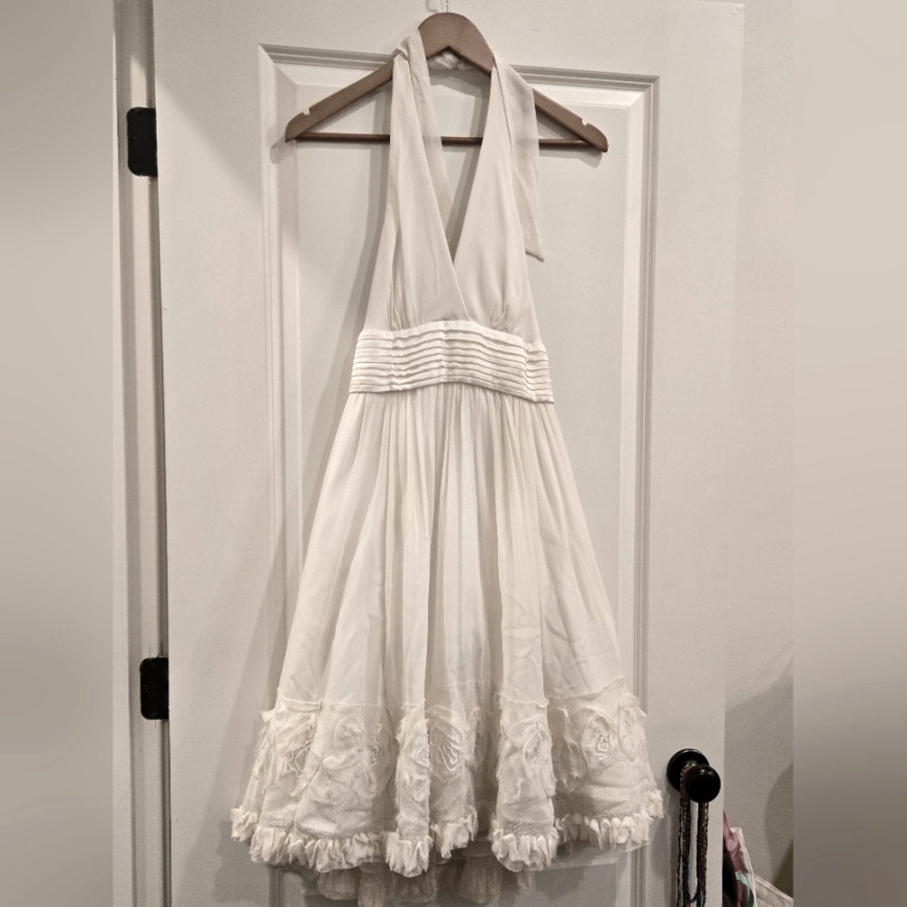 Elegant White Halter Dress